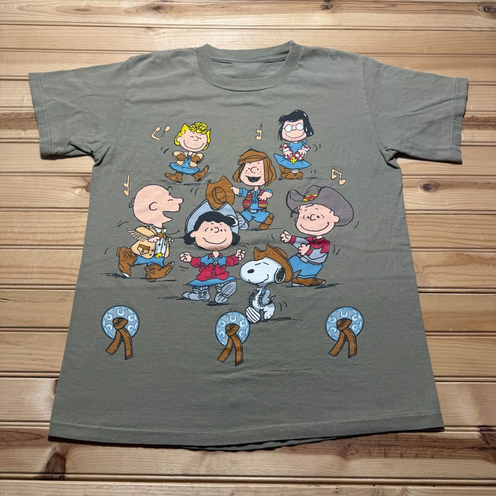 Vintage Peanuts Snoopy and Friends Square Dancing Western Cowboy T-Shirt Medium