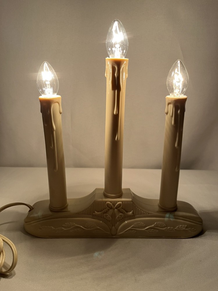 Vintage Christmas Candelabra Window Drip Candles 3 light Electric Tested
