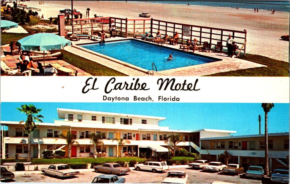 El Caribe Motel, DAYTONA BEACH, Florida Chrome Advertising Postcard