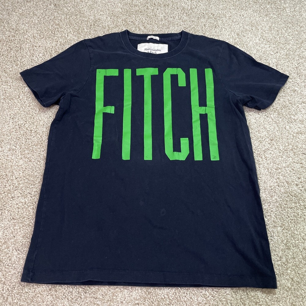 Abercrombie & Fitch Muscle Tshirt Men’s L Navy Blue Green Short Sleeve VTG Y2K