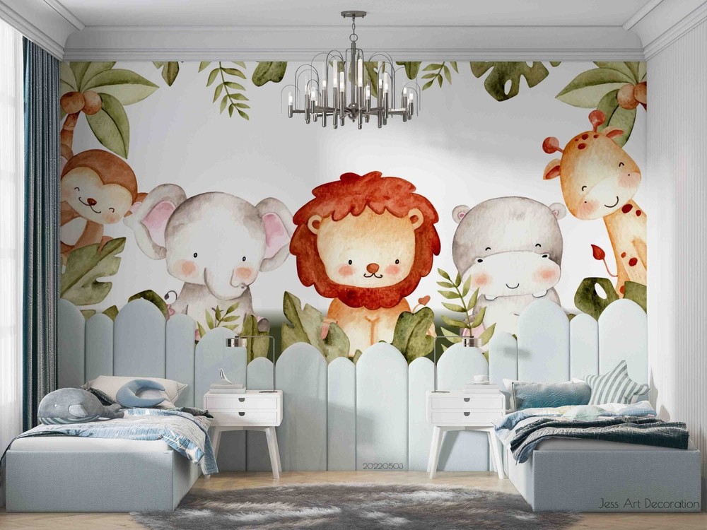 3D Animal Frame Watercolor Self-adhesive Removable Wallpaper Murals Wall 301