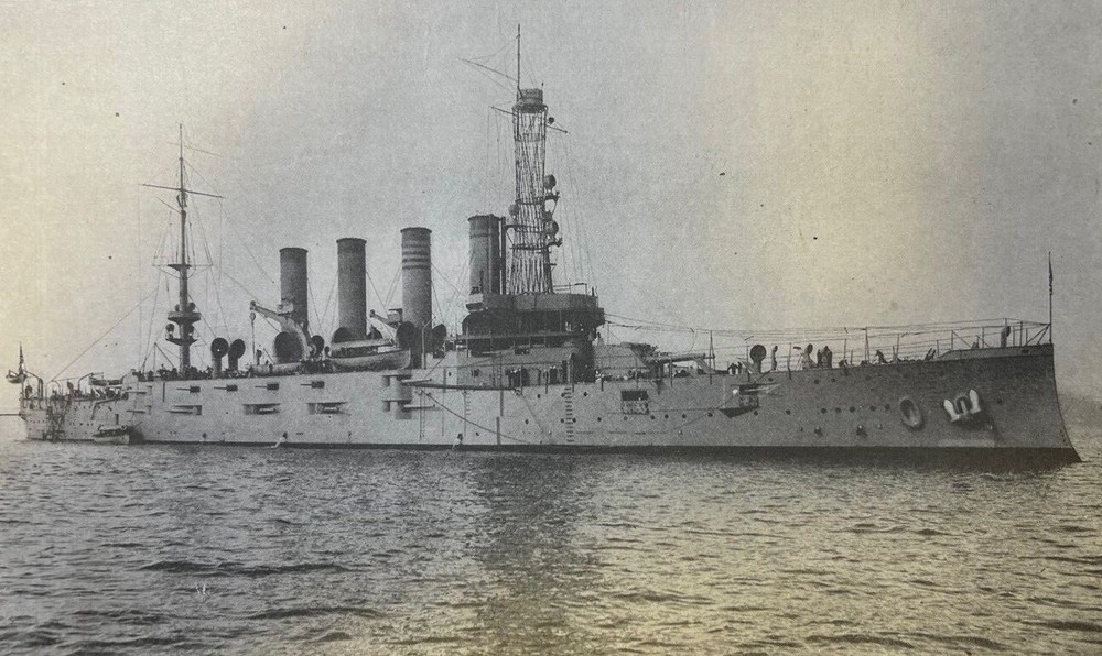 1915 Vintage Magazine Illustration Armored Cruiser California