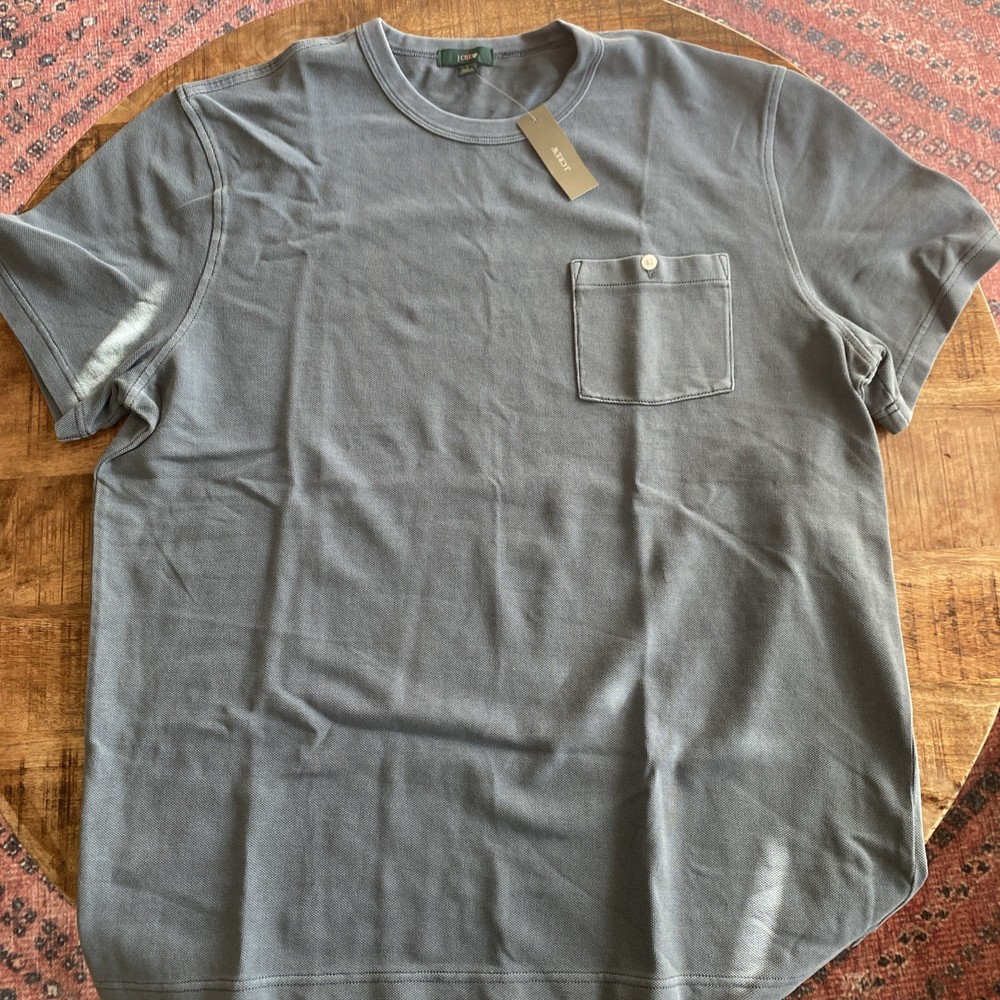 Jcrew Washed Pique Pocket T-Shirt Union Blue Large