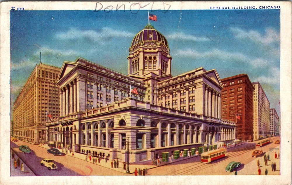 Chicago IL-Illinois, Federal Building, Exterior, Vintage Postcard