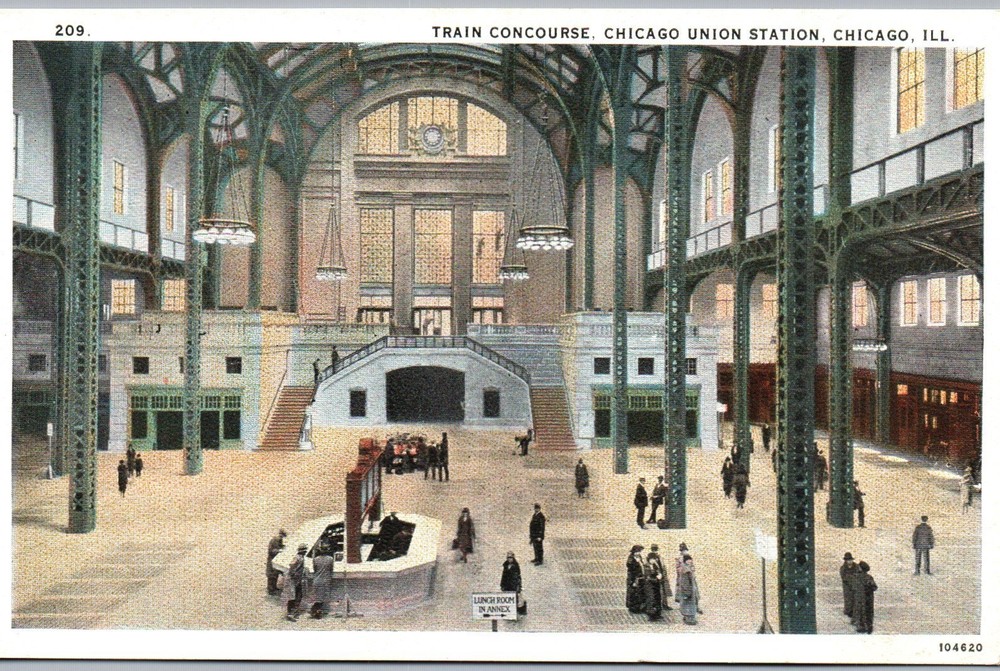 Chicago Illinois - Train Concourse Union Station White Border Postcard
