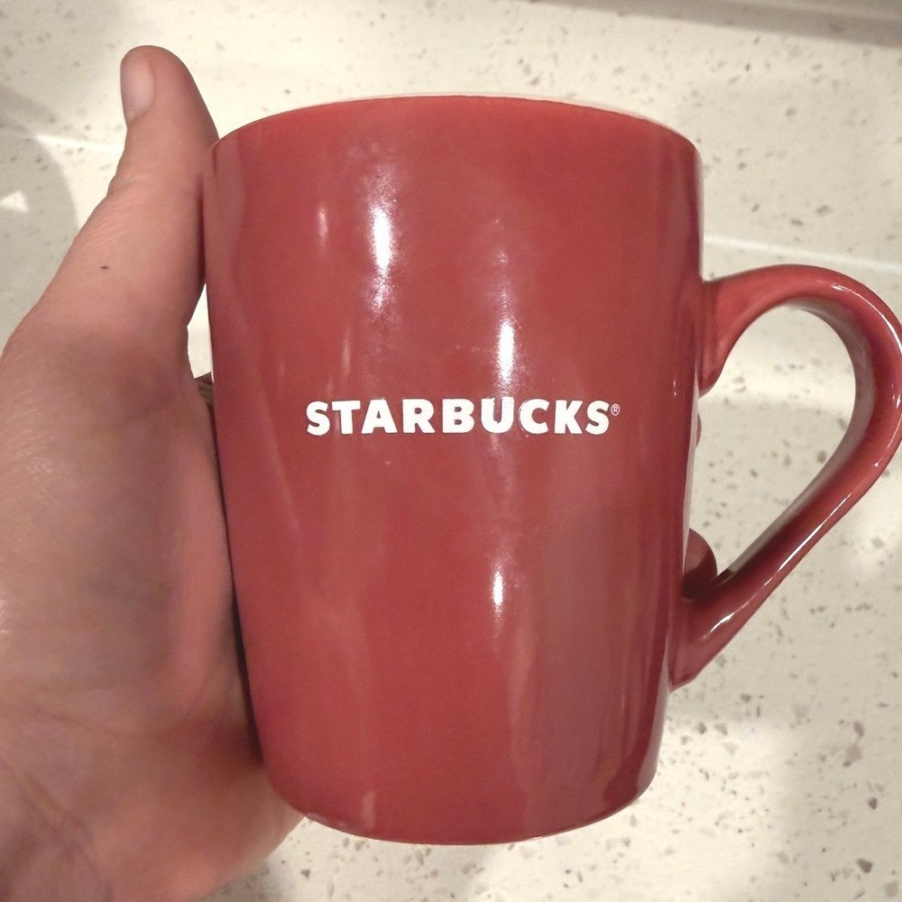 Starbucks Red Ceramic Coffee Mug 10oz White Logo 2020 Nestle Glossy Red Cup