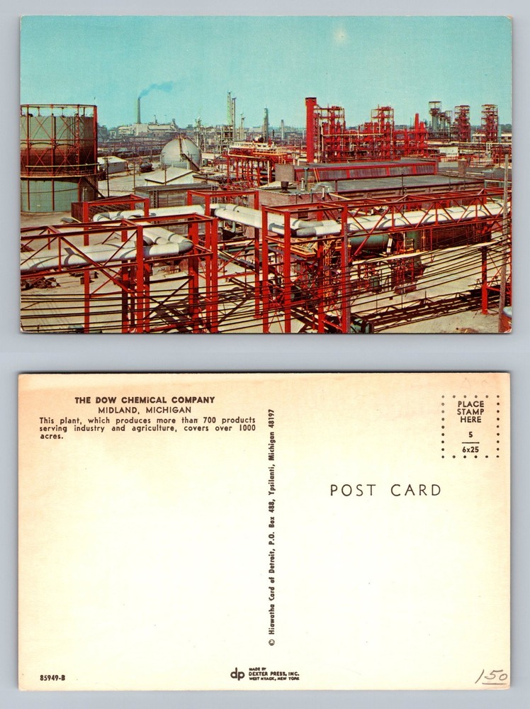 Midland, MI-Michigan, Dow Chemical Plant Pipes Industry View Vintage Postcard