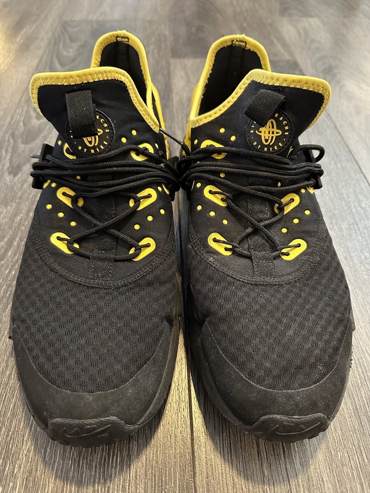 Nike Air Huarache Drift Running Shoes Black Yellow AH7334-008 Men Size 12