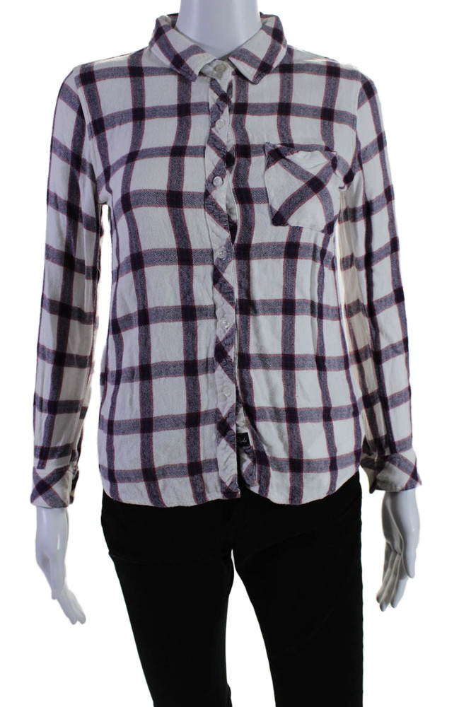 Rails Women's Collared Long Sleeves Button Down Plaid Shirt Size Extra SmallFree Shipping in US $100+ Orders | $6.95 Orders Below