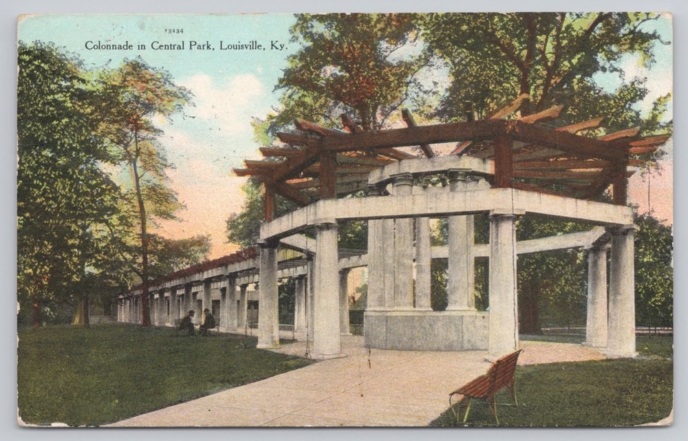 1910 Louisville KY Central Park Colonnade Vintage Postcard F.M. Kirby