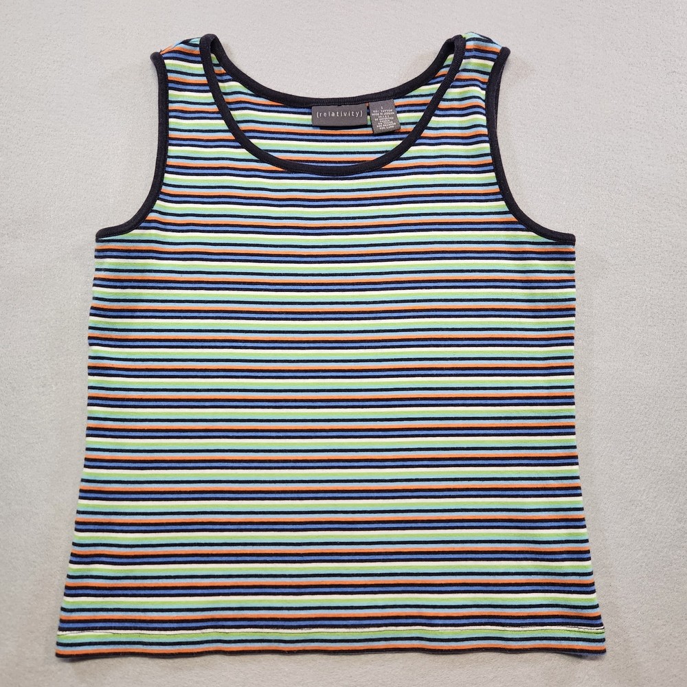 Relativity Women’s Striped Tank Top Size S Multicolor Sleeveless Stretch Casual
