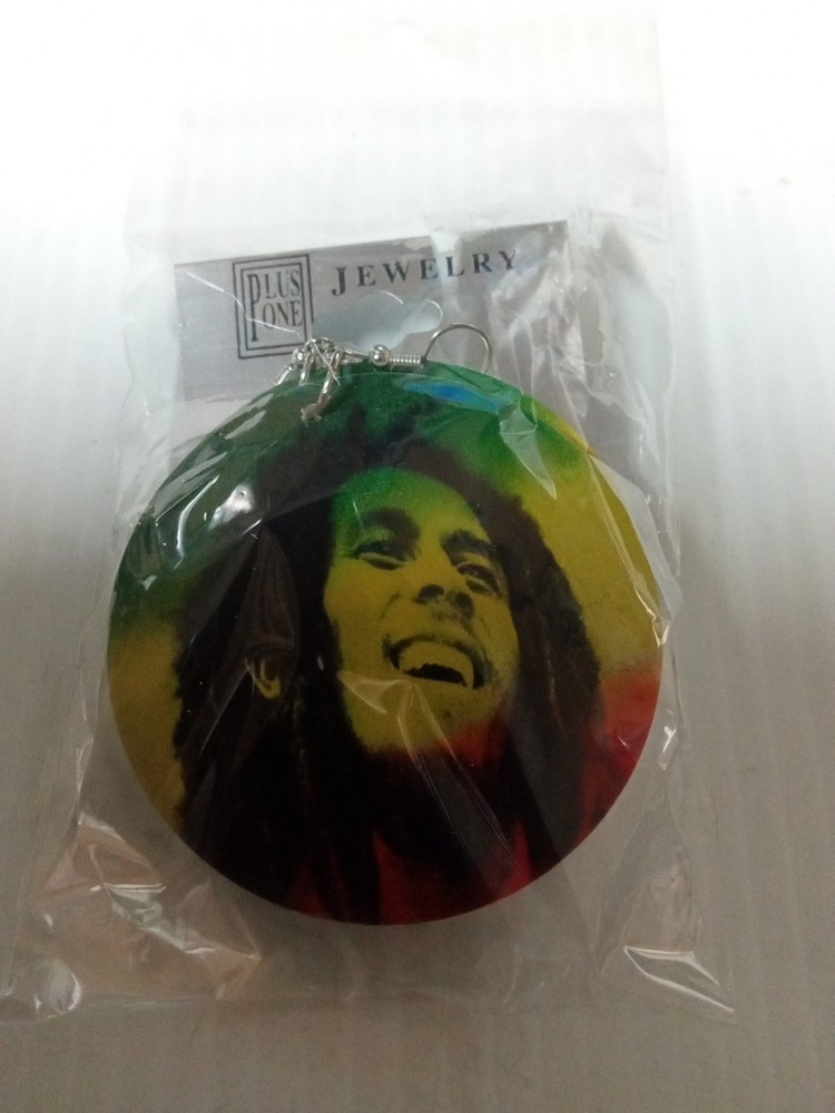 Bob Marley Rasta Color wood Reggae earrings