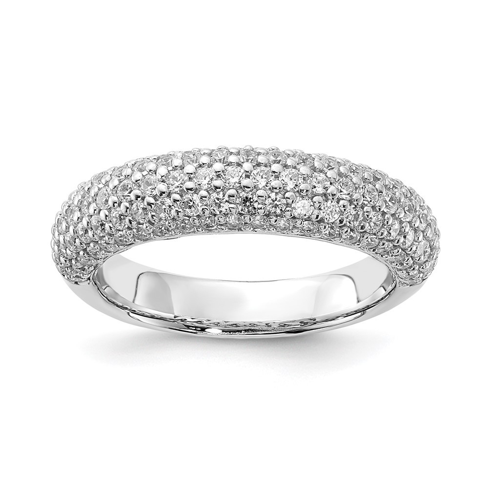 Sterling Silver Rhodium-plated 113 Stone Cubic Zirconia Ring Size 8