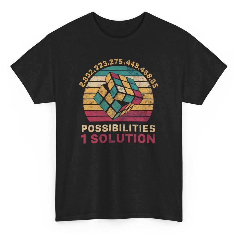 Puzzle Cube One Solution Funny T-shirt - Retro Cubing Math Graphic Tee