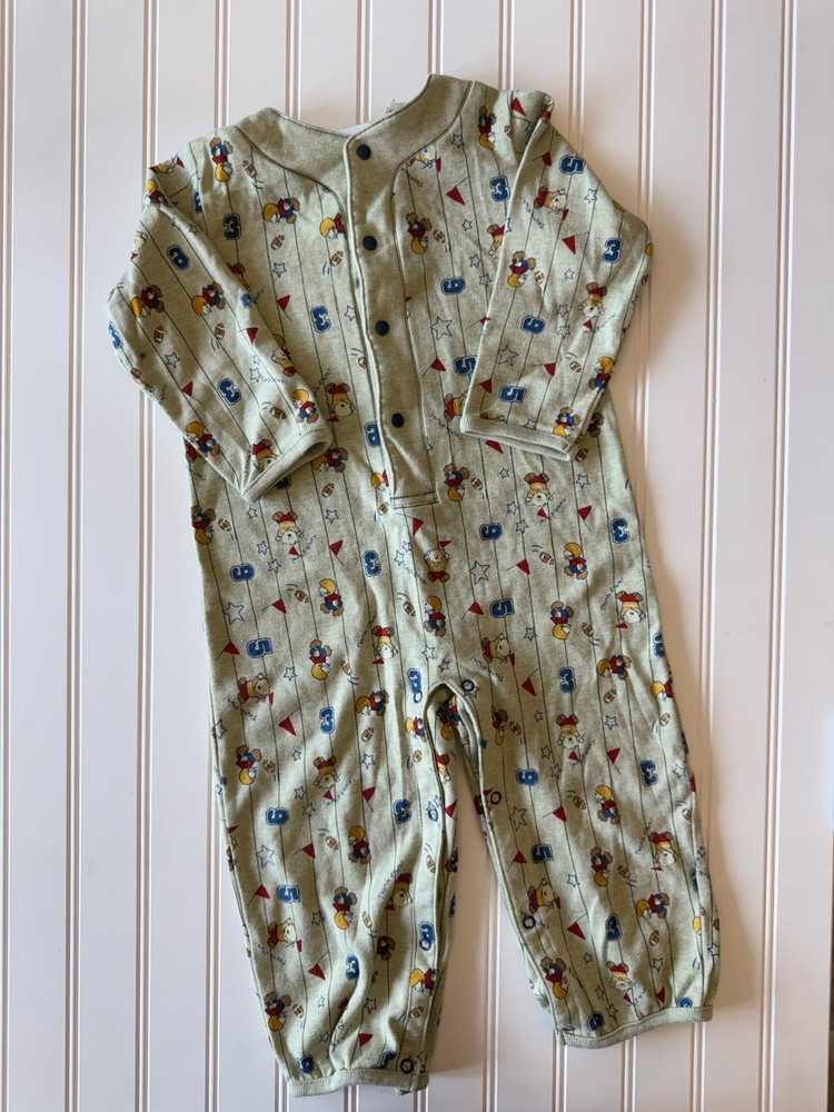 Vintage Boys 18-24 Months Football Sleeper Romper One Piece