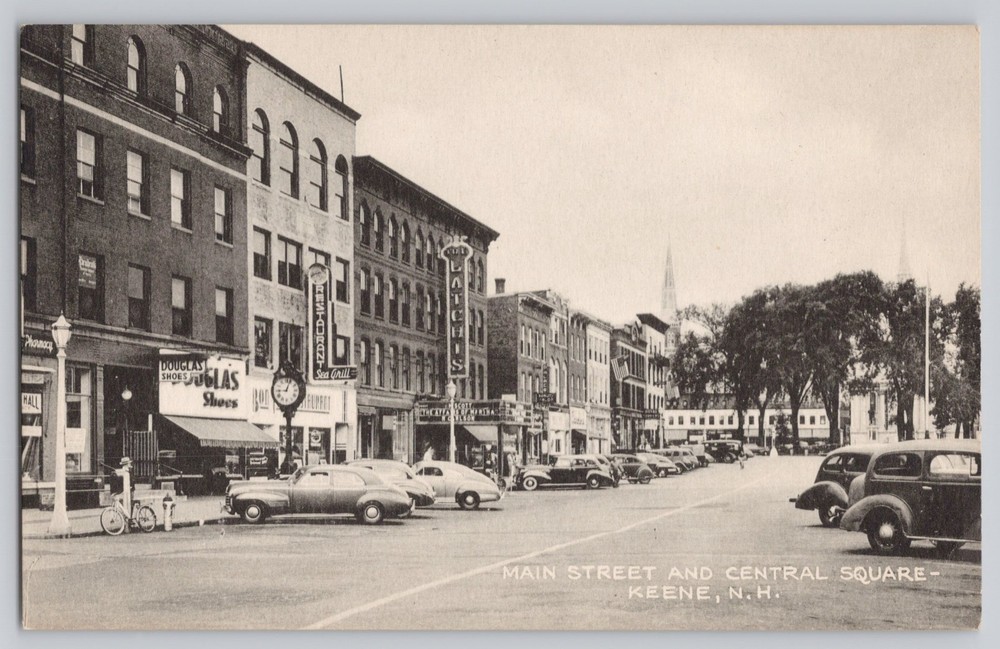 Keene NH New Hampshire Main Street and Central Square c1930s Vintage Postcard