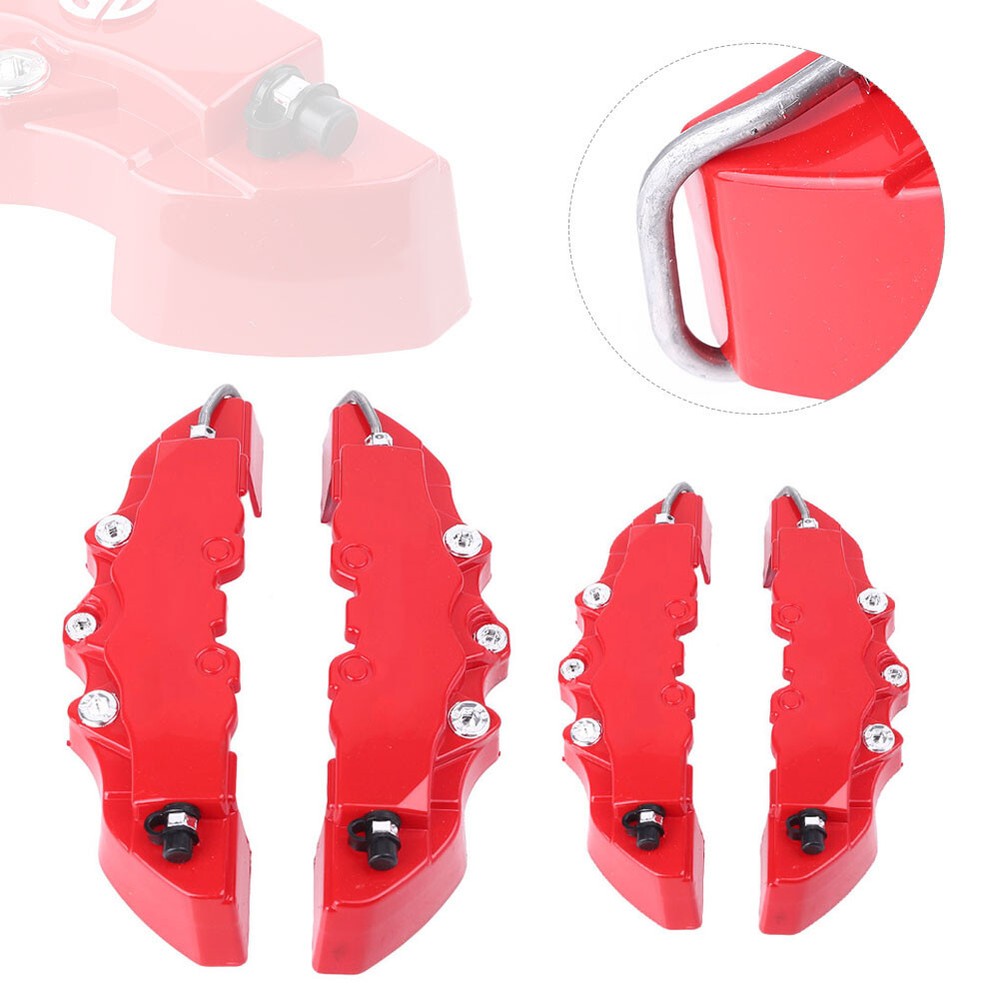 4PCS Red Disc Brake 3D Car Caliper Cover Front Rear Set Kit For 16-17