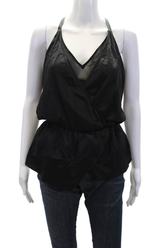 Ramy Brook Womens Silk Layered V Neck Sleeveless Tank Top Black Size SmallFree Shipping in US $100+ Orders | $6.95 Orders Below