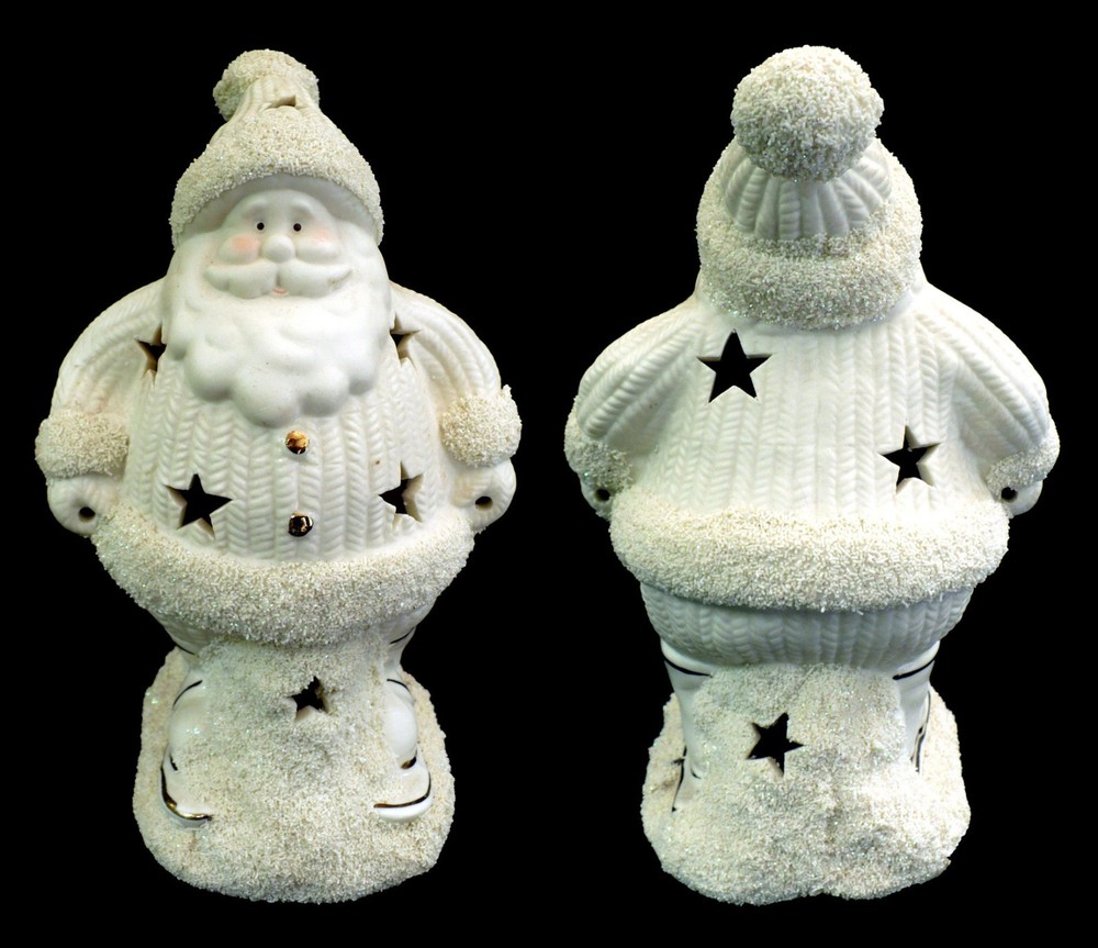 Santa Claus Christmas Porcelain Figurine with Projector Accent Light for Festive Holiday Decor-image