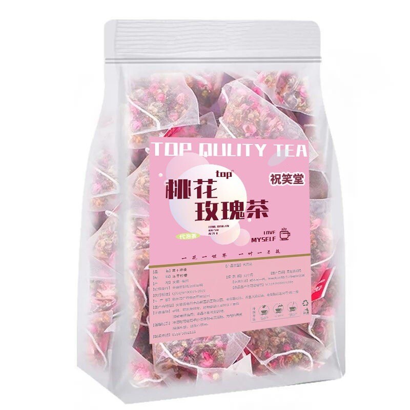 Peach Blossom Rose Floral Herbal Tea with 15 Triangle Tea Bags