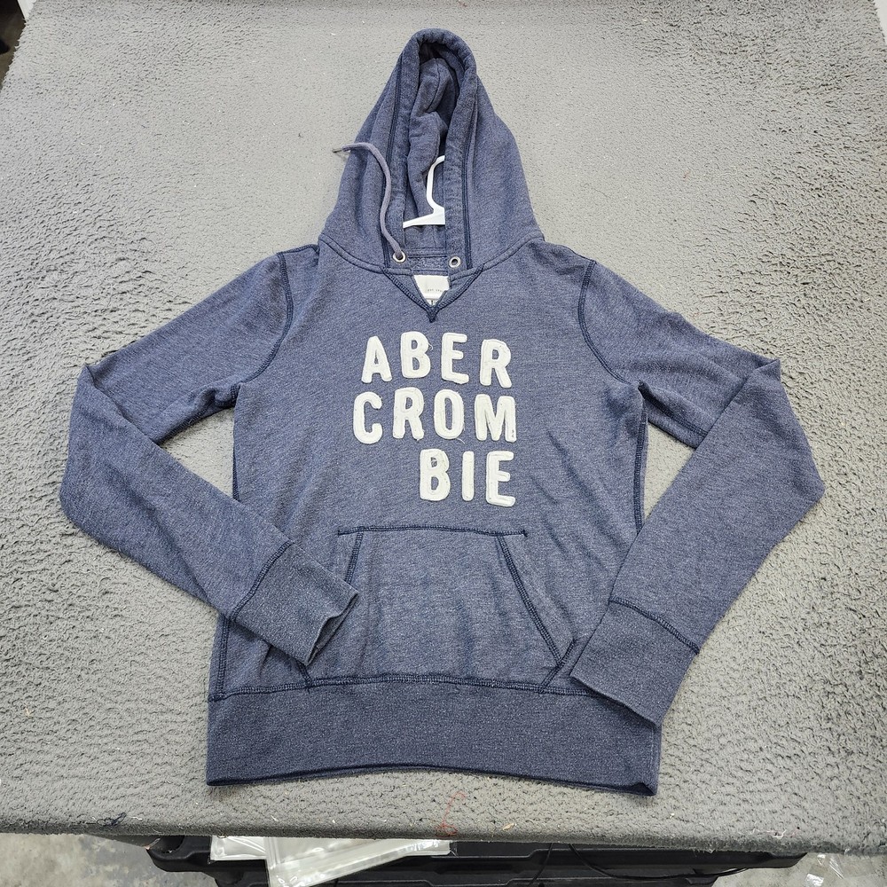 Abercrombie & Fitch Hoodie Womens Large Blue Pullover Kangaroo Pocket Sweatshirt