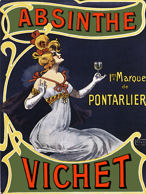 Girl Drinking Wine POSTER.Absinthe Vichet.Room Decor.French Art Nouveau.209-image