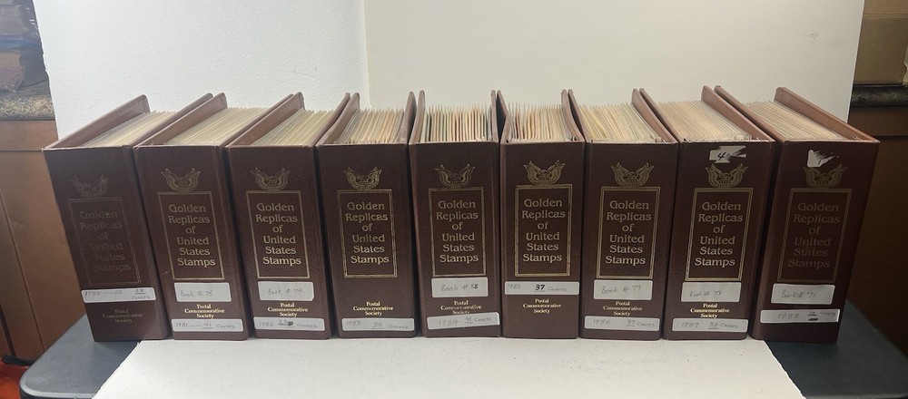 Sale! Lot Of  “ 9 ALBUMS “ 308 US Gold Replica FDCs 1980 To 1988