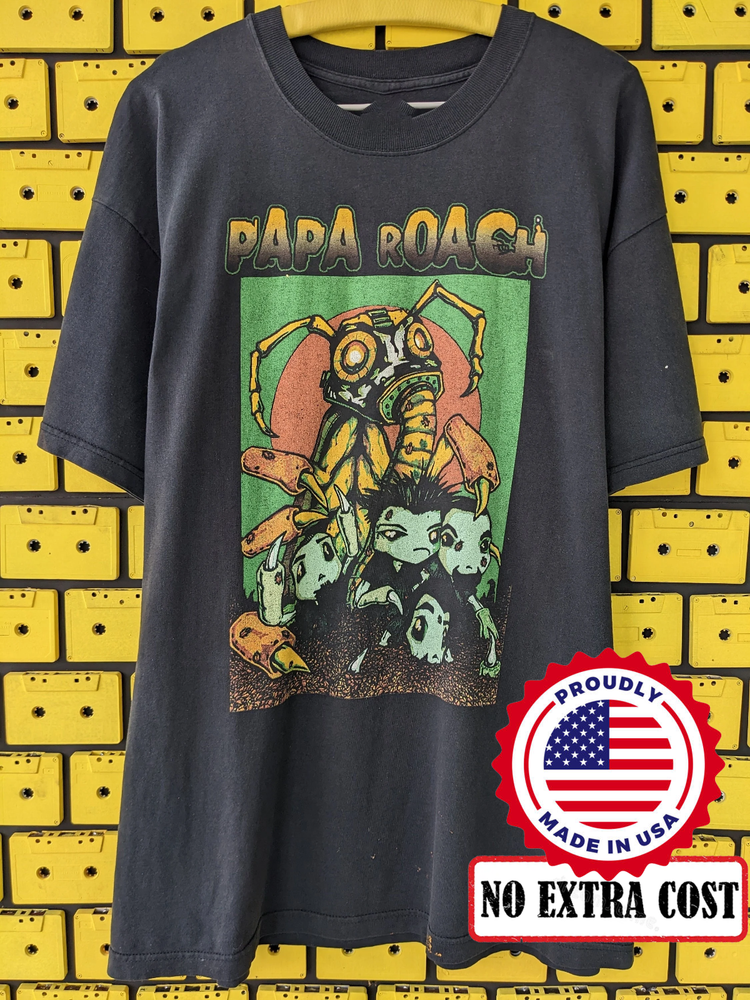 Vintage 2001 Papa Roach T-shirt European Infestation Tour MA277 FREE SHIPPING