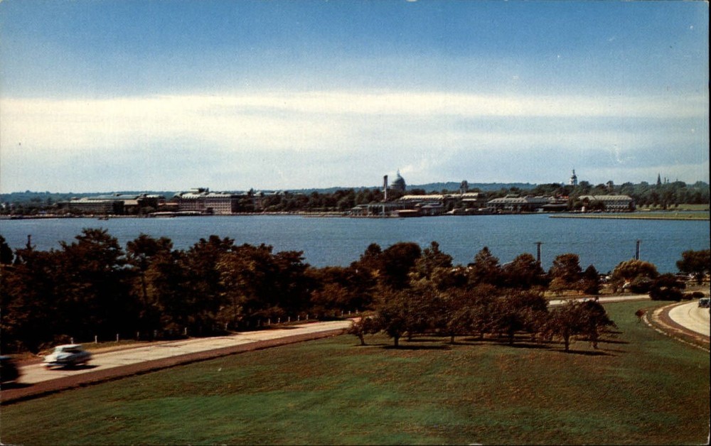 Annapolis Maryland Skyline Severn River ~ 1950-60s vintage postcard