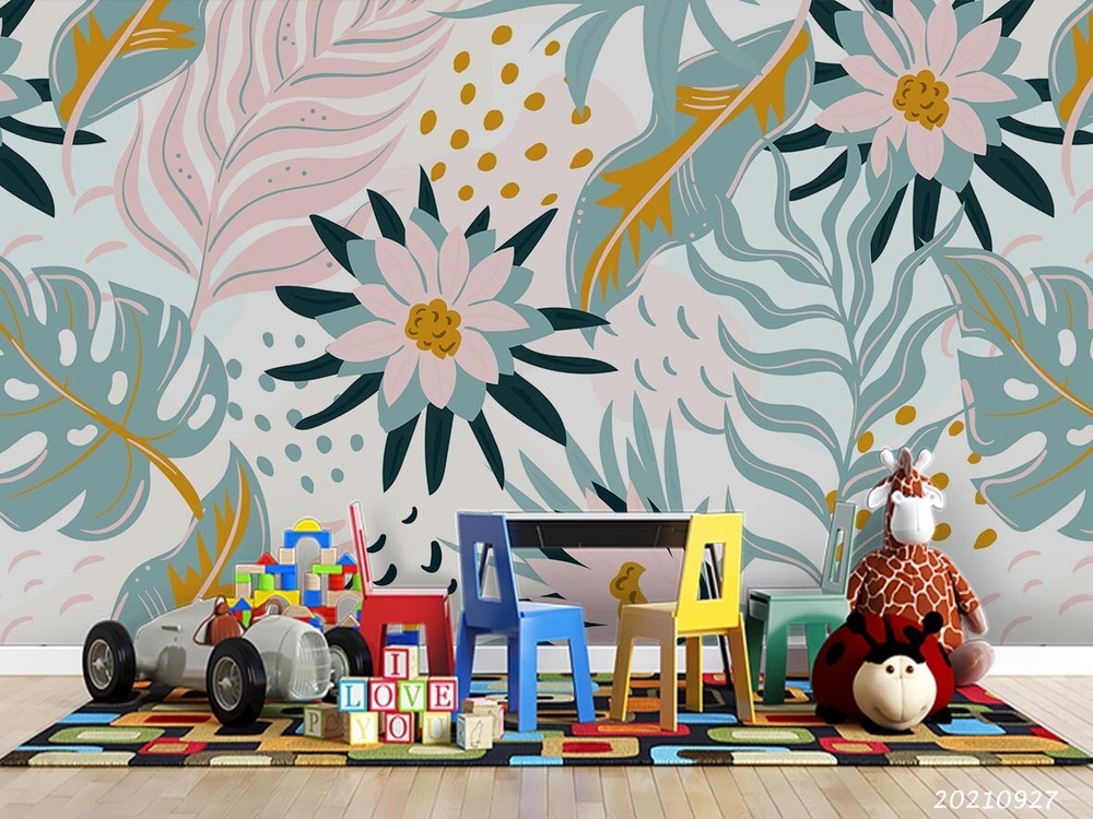 3D Hand Drawn Floral Leaves Wall Murals Wallpaper Murals Wall Sticker 11