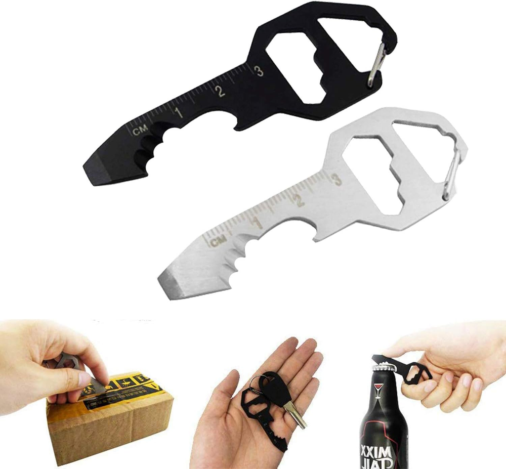2PCS Stainless Steel Keychain Bottle Opener & Multi-Tool EDC Gadget