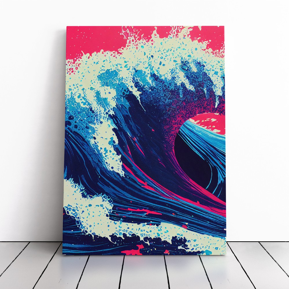 Colourful Ocean Wave No.3 Abstract Canvas Wall Art Print Framed Picture Lounge