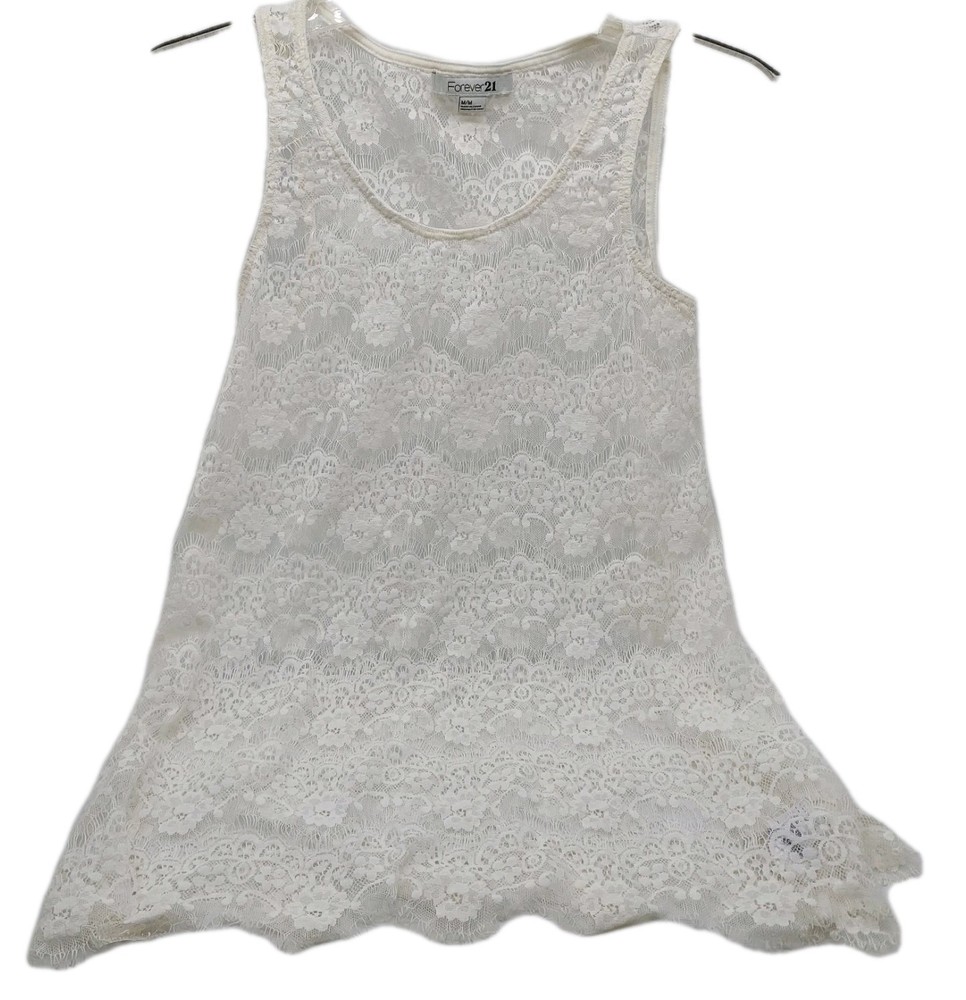 Forever 21 Tank Top Size Medium White Lace Sleeveless