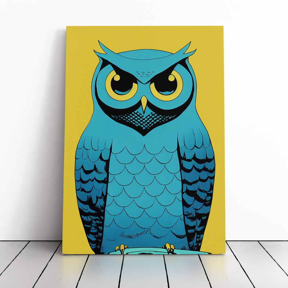 Owl In Pop Art Canvas Wall Art Print Framed Picture Dining Room Living Room