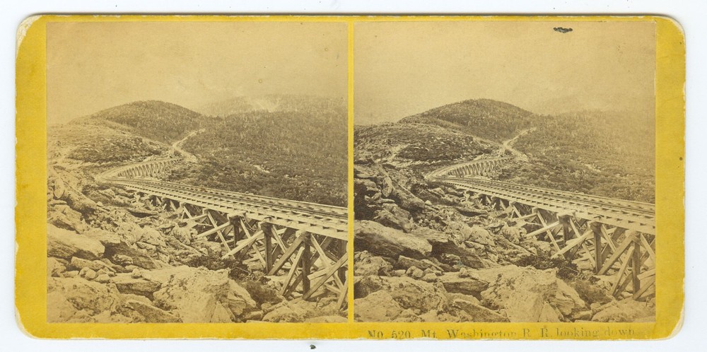 G1067~ NEW HAMPSHIRE –Mt Washington Cog–Below Jacob’s Ladder Stereoview
