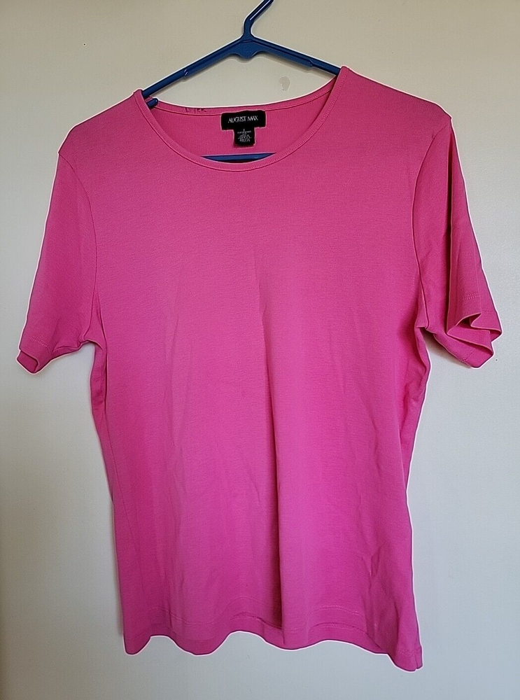 August Max Performance Short Sleeve Knit Top Blouse Pink  Women's Sz 2