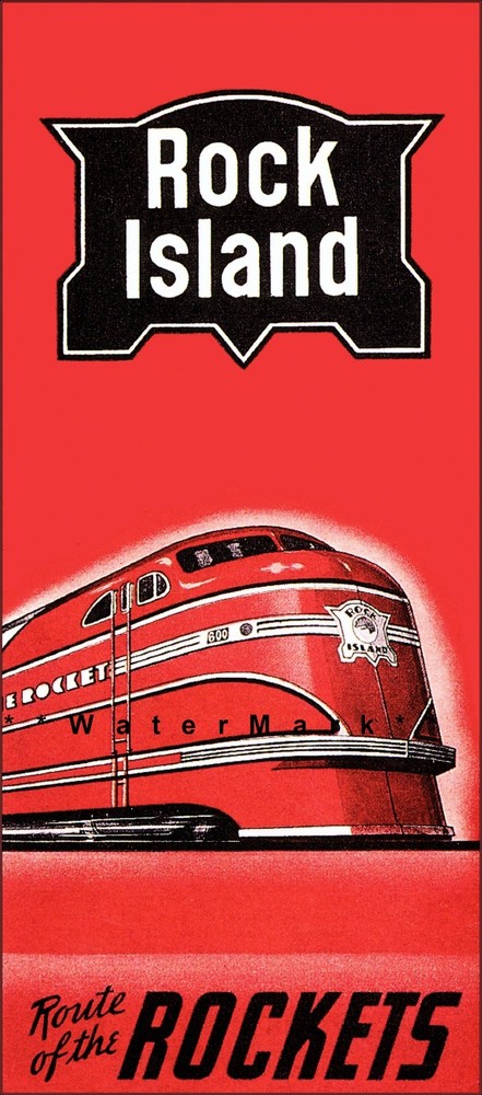 Rock Island Railroad 1938 Route Of The Rocket Vintage Poster Print Train Travel