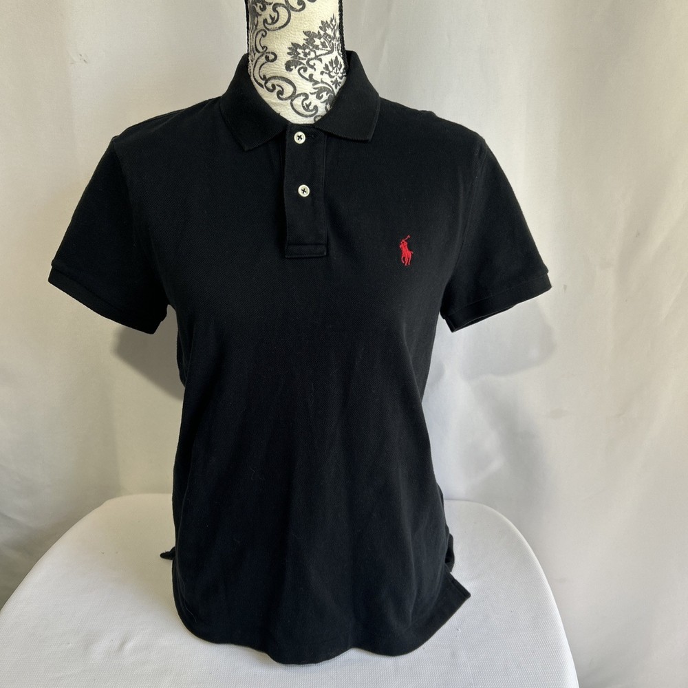 Polo Ralph Lauren Polo Shirt Women’s Sz Medium Black Classic Fit Cotton