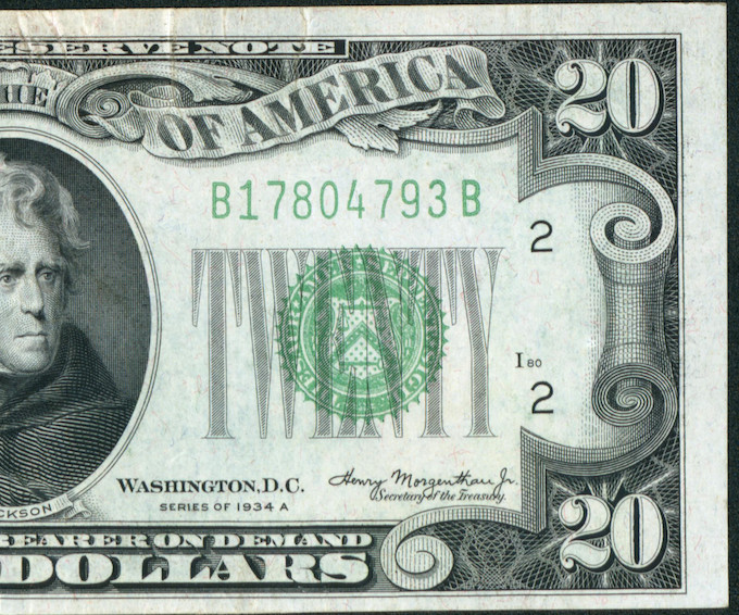 $20 1934 ((VF+)) Federal Reserve Note ** PAPER CURRENCY AUCTIONS