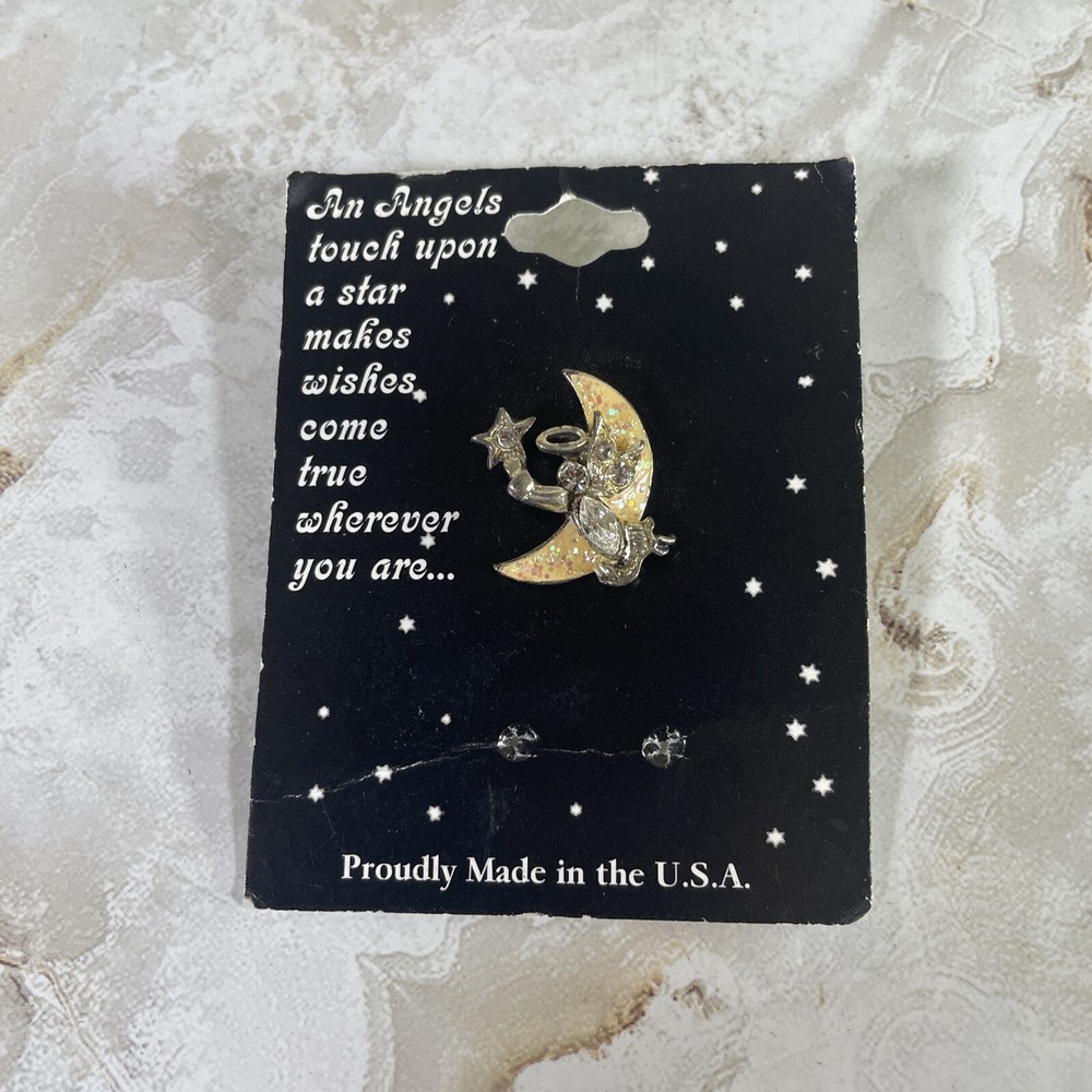 Vintage Angel Star Moon Pin 1