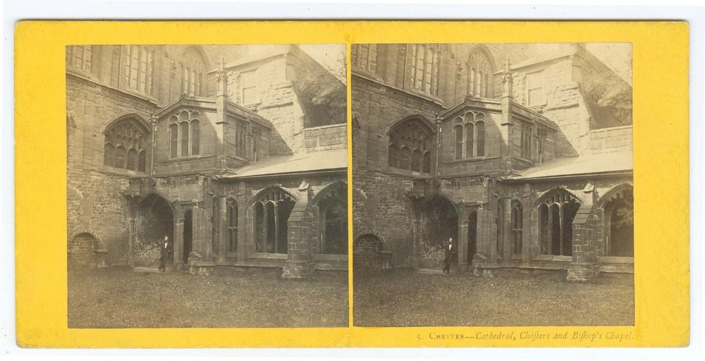 G1536~ ENGLAND – F. Bedford c.1860s Stereoview – No. 5 Chester Cathedral