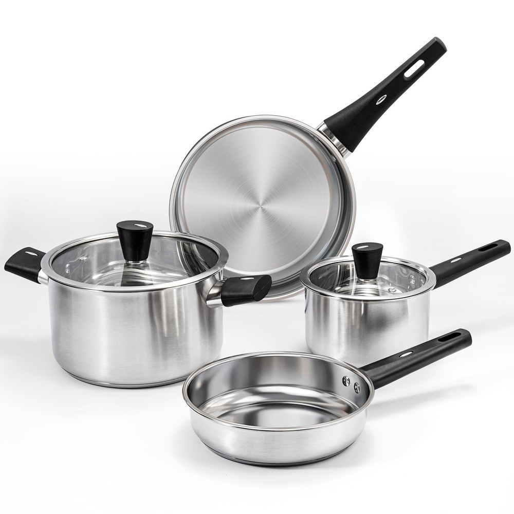 6-Piece Stainless Steel Cookware Set with Stay-Cool Handles