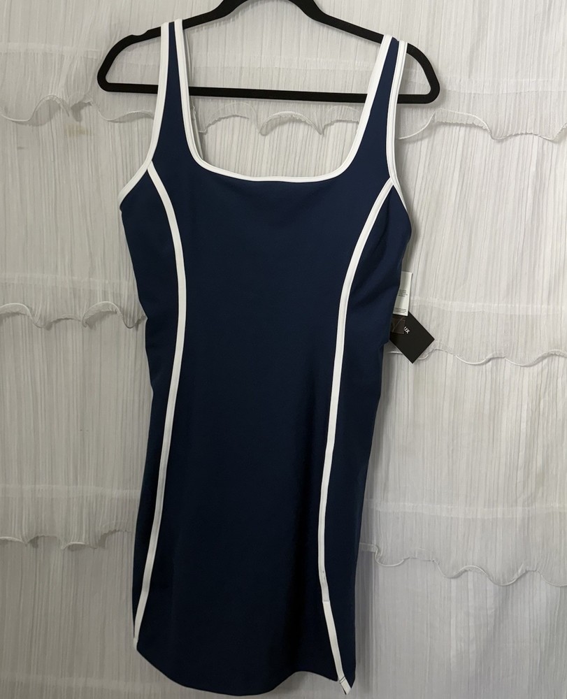 Abercrombie YPB Sculptlux Tank Dress Skort Size L Navy Golf Pickleball Tennis