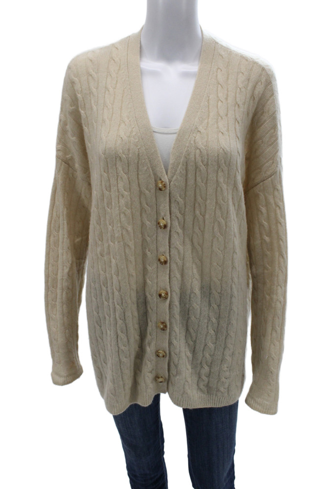 Reformation Unisex Cardigan Beige V Neck Button Long Sleeve Size XSFree Shipping in US $100+ Orders | $6.95 Orders Below