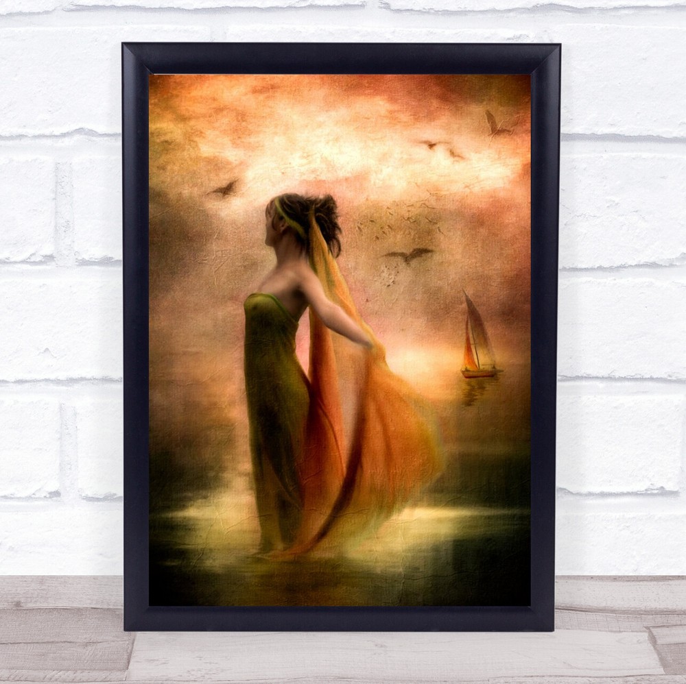 call of the sea Colour Colours Colourful Painterly Fabric Woman Model Art Print