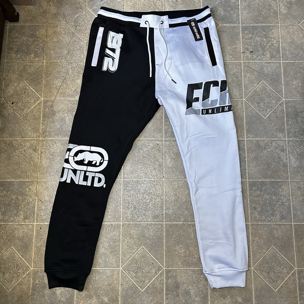 Ecko Unltd Men's Sweatpants Split Panel World Famous Fleece Jogger Size Lg New