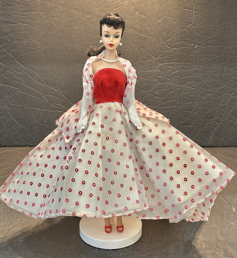 Vintage Barbie Clone Premier Togs Red Flocked Debutante Ball Gown ￼