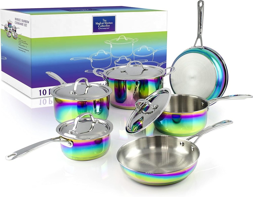 The Magical Kitchen Collection - Iridescent Rainbow Cookware Set - Premium Heavy
