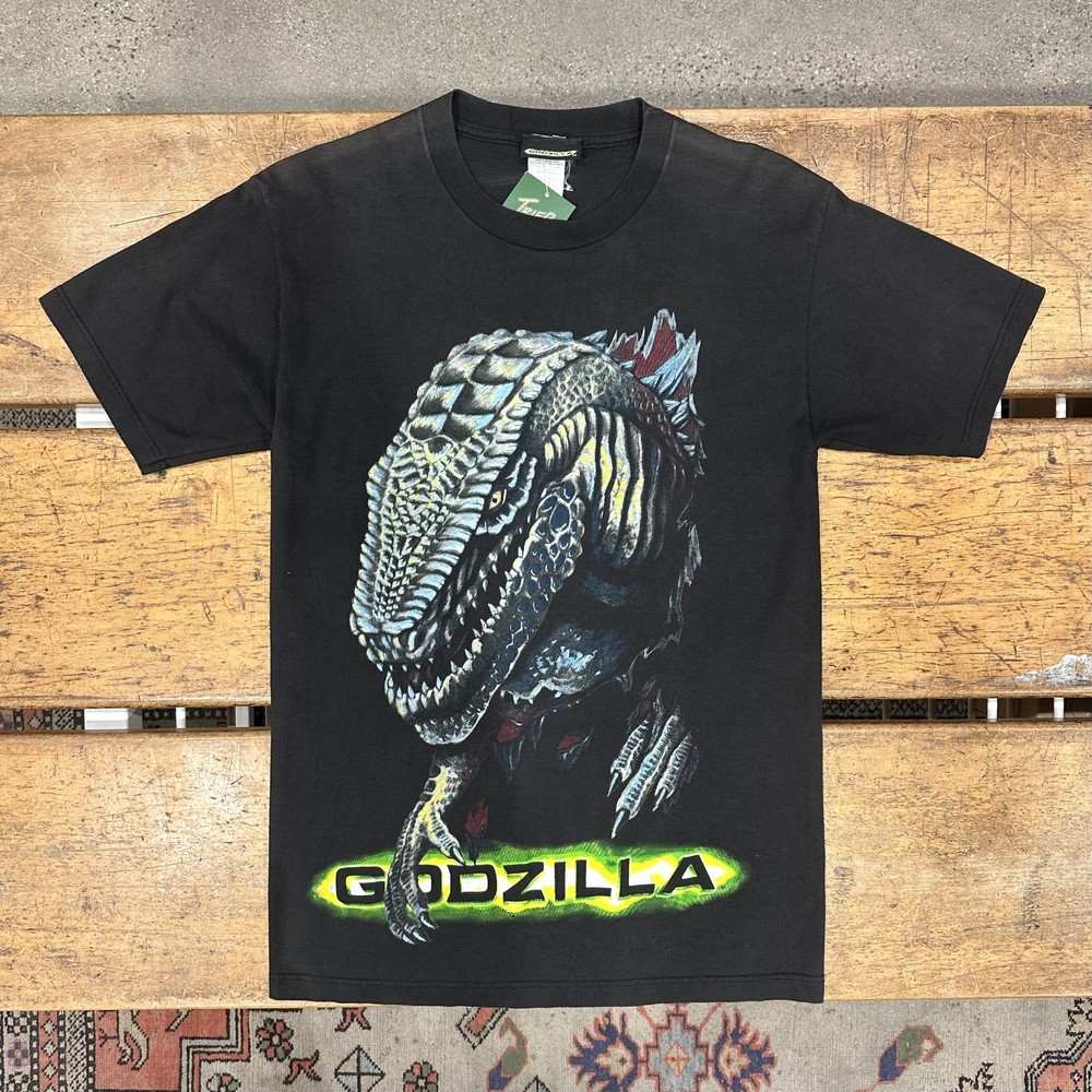 Vintage 90s Godzilla Movie Promo T-Shirt Men’s Medium Big Print Graphic Tee 1998
