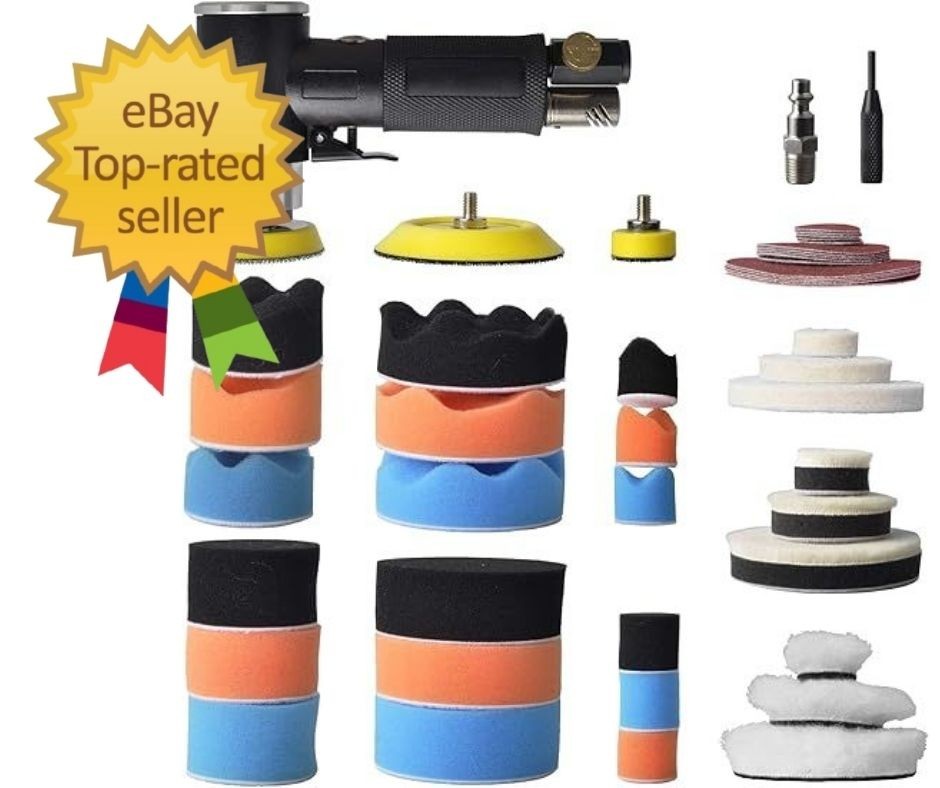 48 Pcs Mini Random Orbital Air Sander Kit, High-Speed Mini Air Sander Polisher,